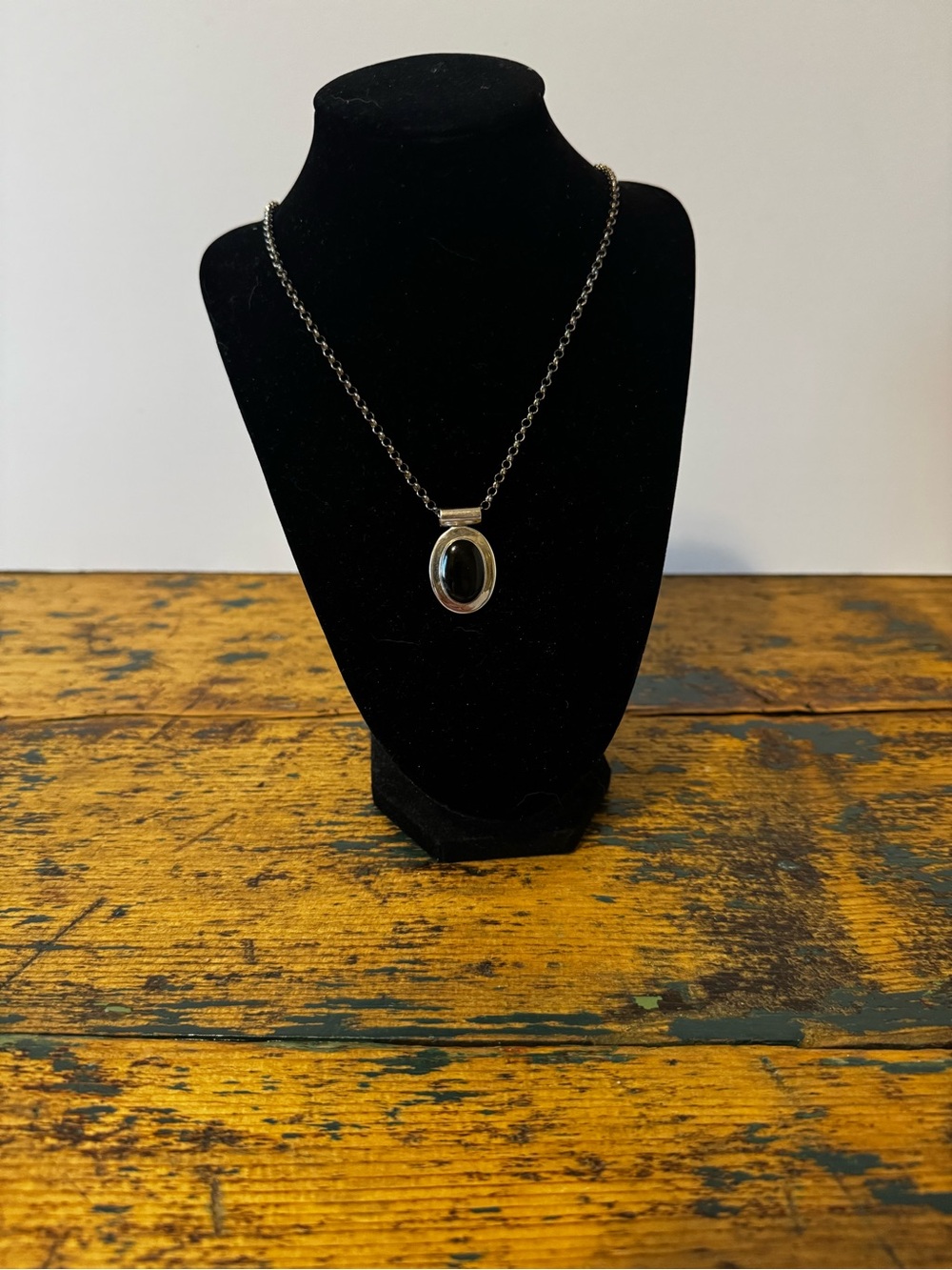 Sterling Silver Black Onyx Pendant and Italian 925 Necklace
